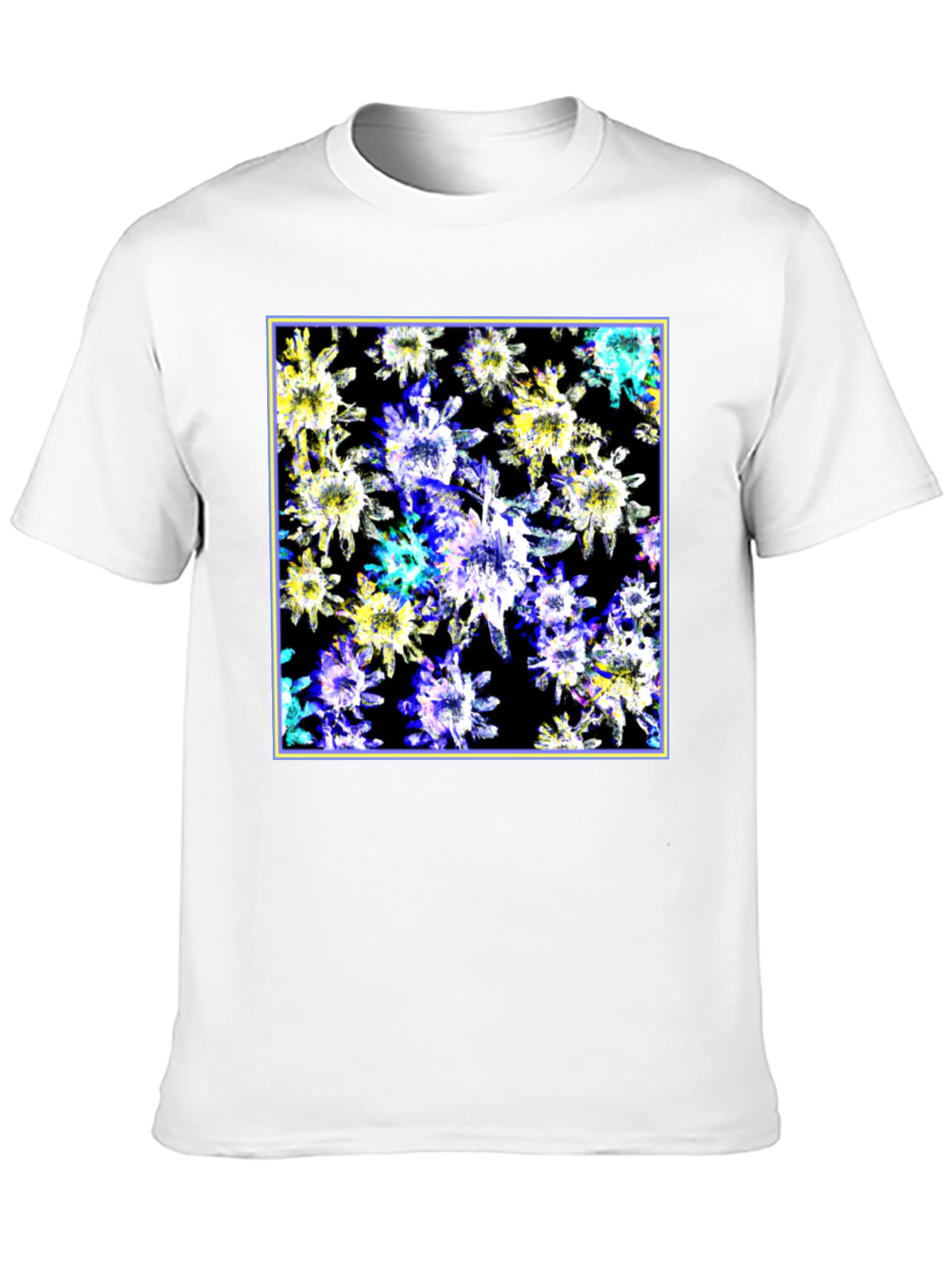 Abstract Floral Print Black T-Shirt