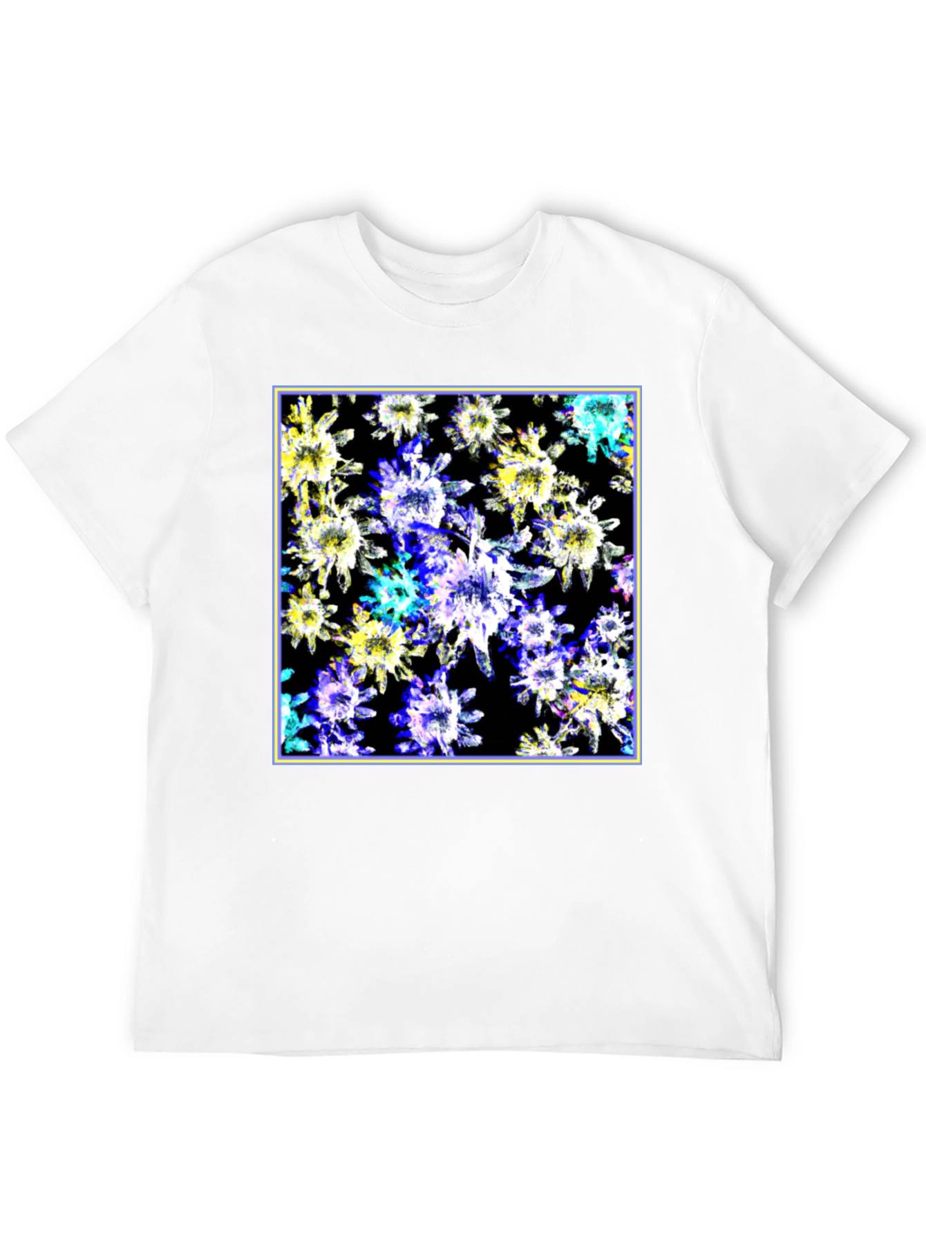 Abstract Floral Print Black T-Shirt
