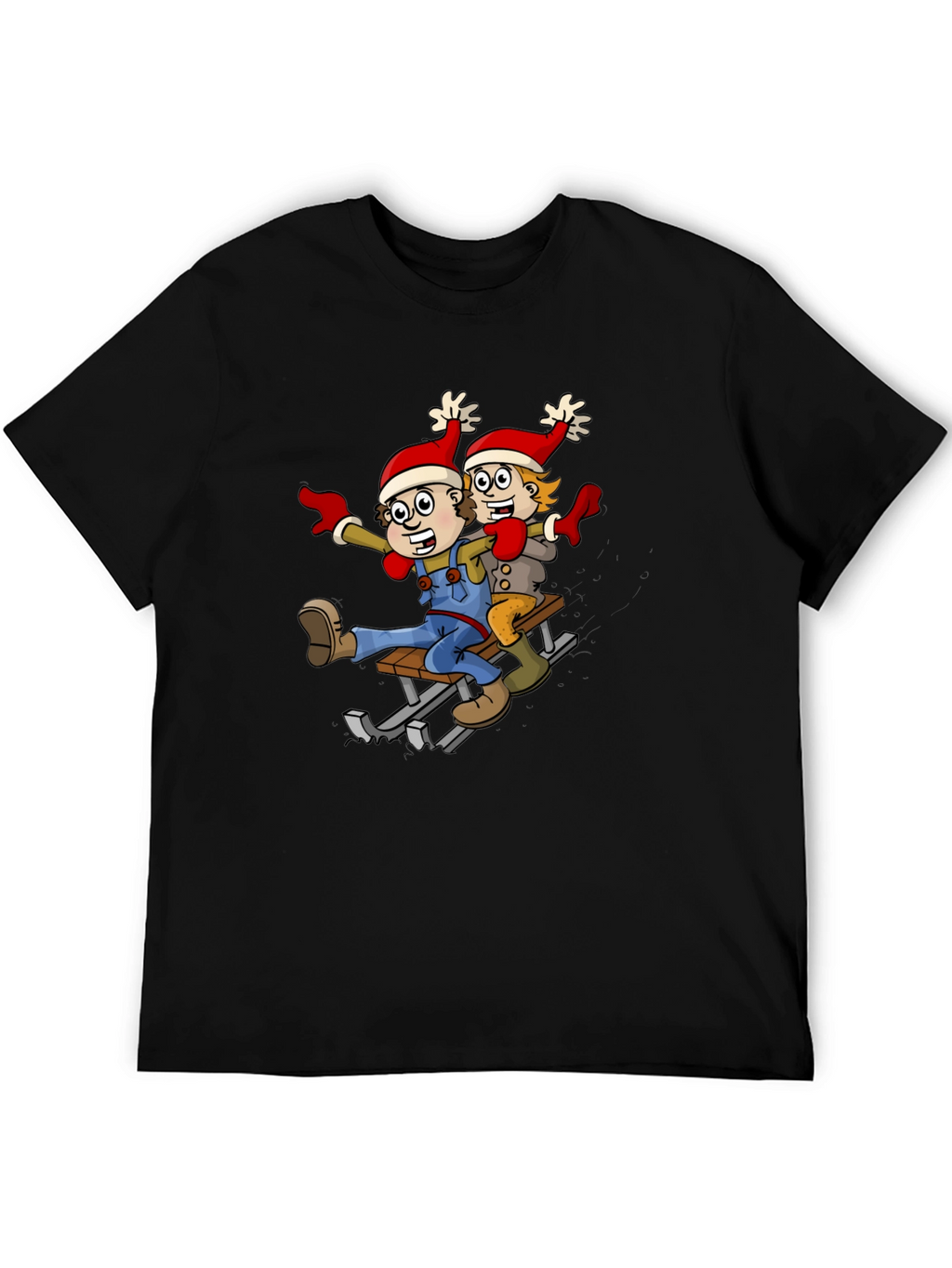 Cartoon Sledding T-Shirt: Whimsical Holiday Fun!