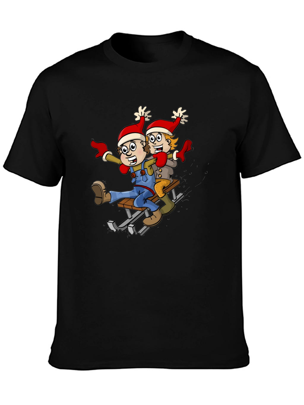 Cartoon Sledding T-Shirt: Whimsical Holiday Fun!