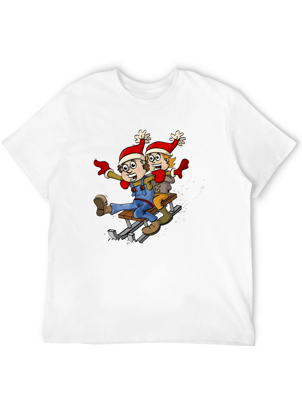 Cartoon Sledding T-Shirt: Whimsical Holiday Fun!