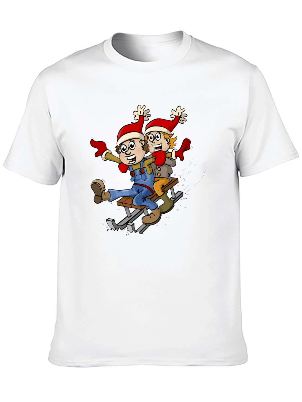 Cartoon Sledding T-Shirt: Whimsical Holiday Fun!