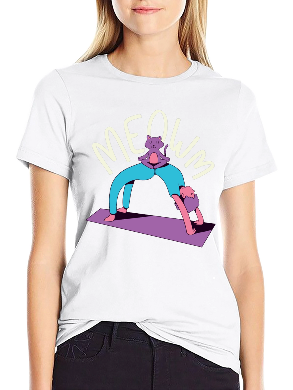 Yoga Cat MEOWM T-Shirt - Funny Workout Tee