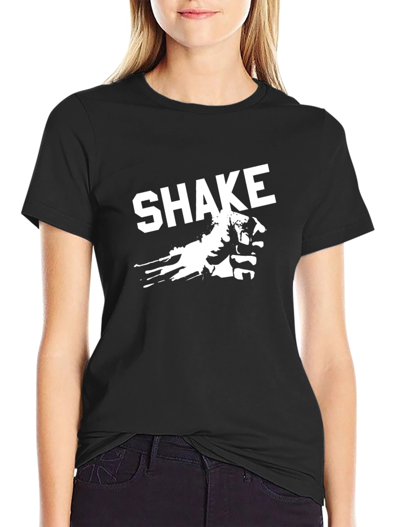 Shake Graphic Print Black T-Shirt
