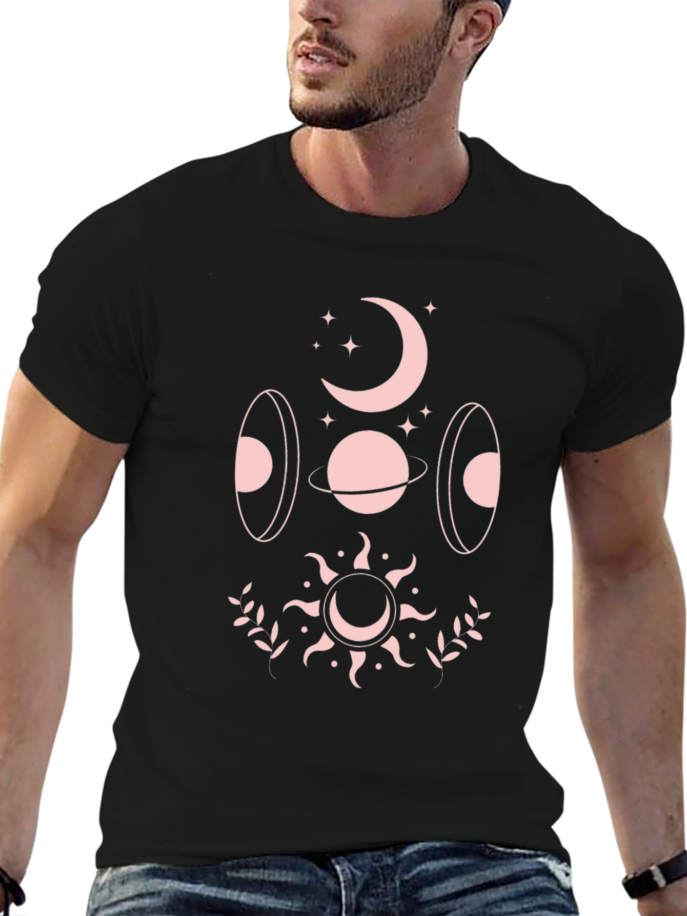 Celestial Graphic T-Shirt - Black Cotton Blend