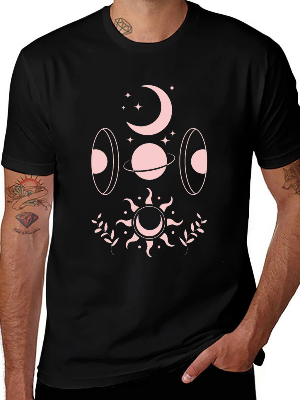 Celestial Graphic T-Shirt - Black Cotton Blend