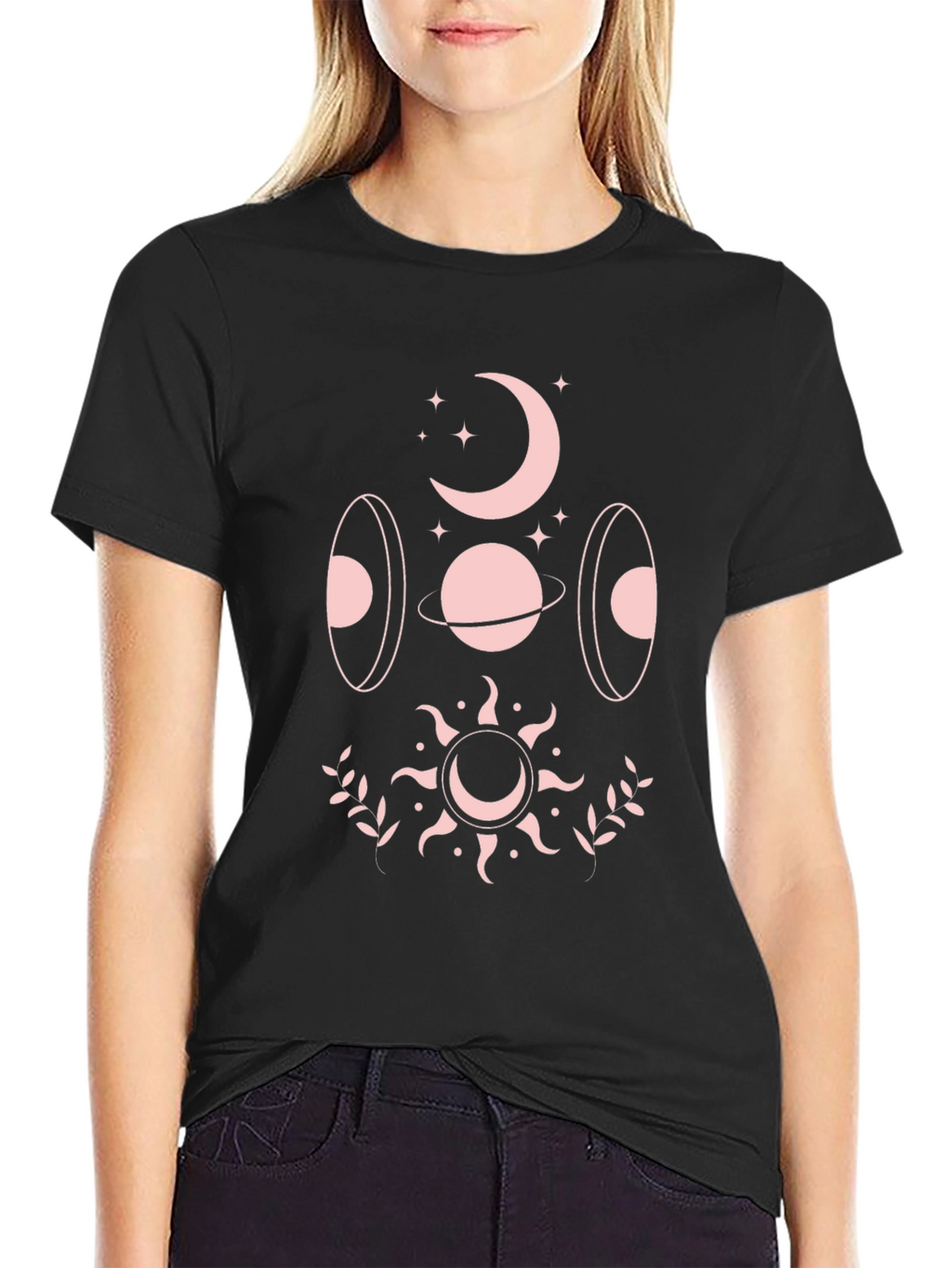 Celestial Graphic T-Shirt - Black Cotton Blend