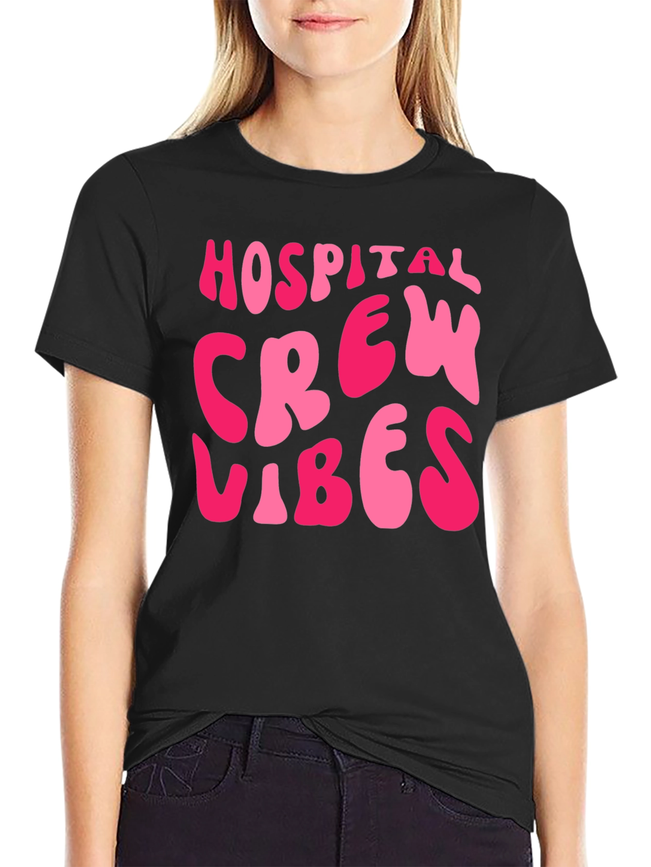 Hospital Crew Vibes Black T-Shirt