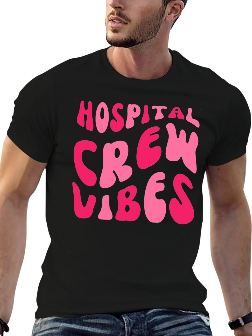 Hospital Crew Vibes Black T-Shirt