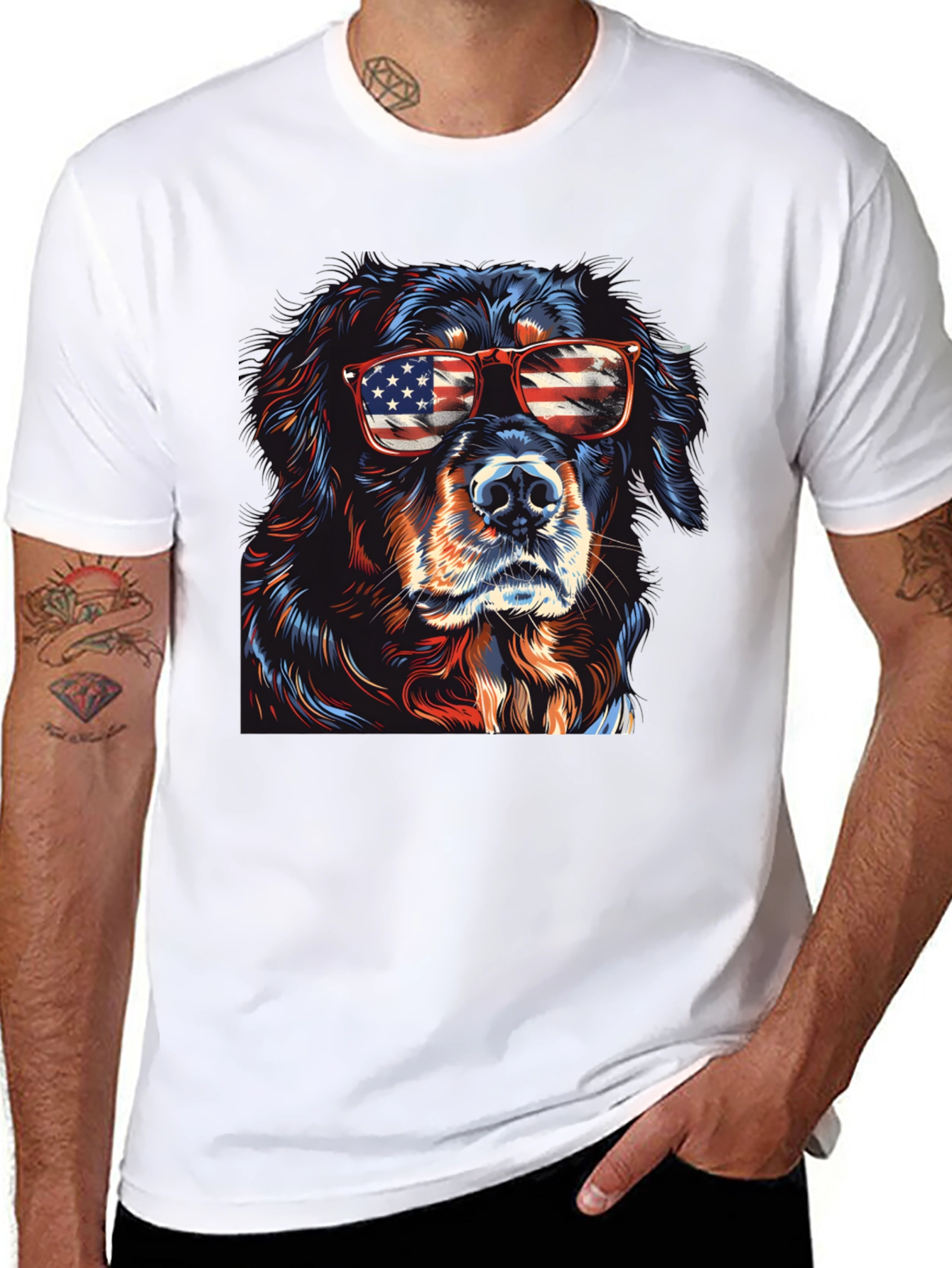 Patriotic Dog Sunglasses T-Shirt – USA Dog Lover Tee