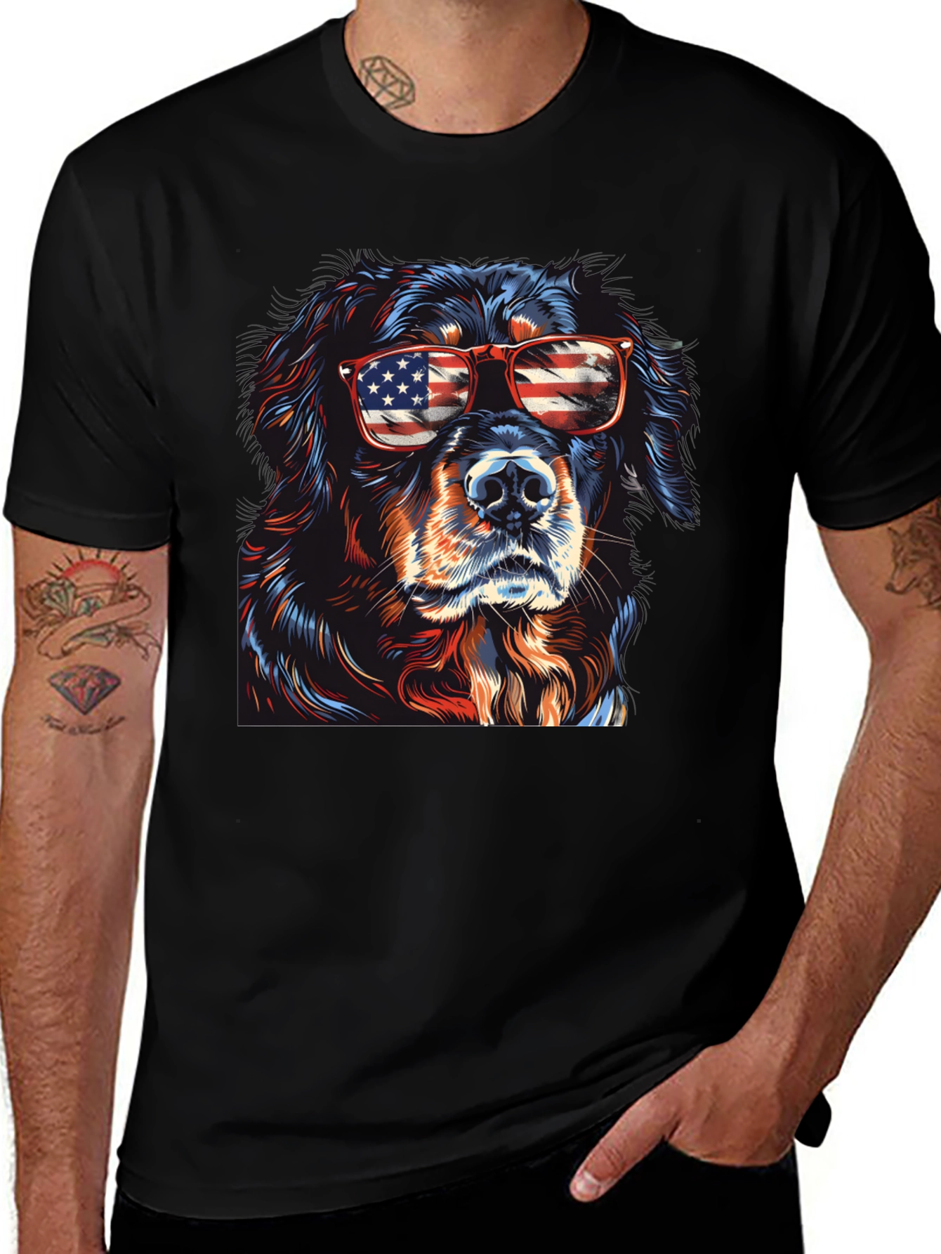 Patriotic Dog Sunglasses T-Shirt – USA Dog Lover Tee