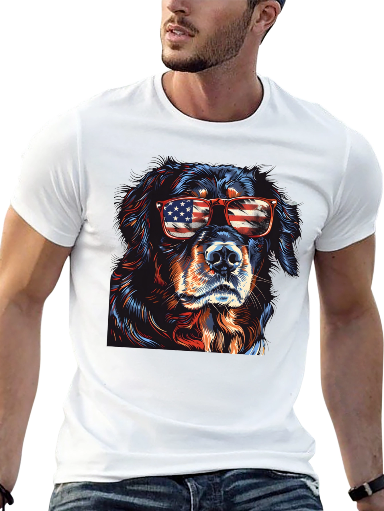 Patriotic Dog Sunglasses T-Shirt – USA Dog Lover Tee