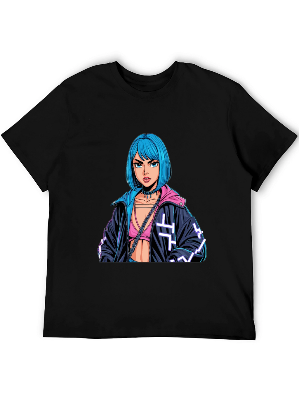 Cyberpunk Girl Graphic Black T-Shirt