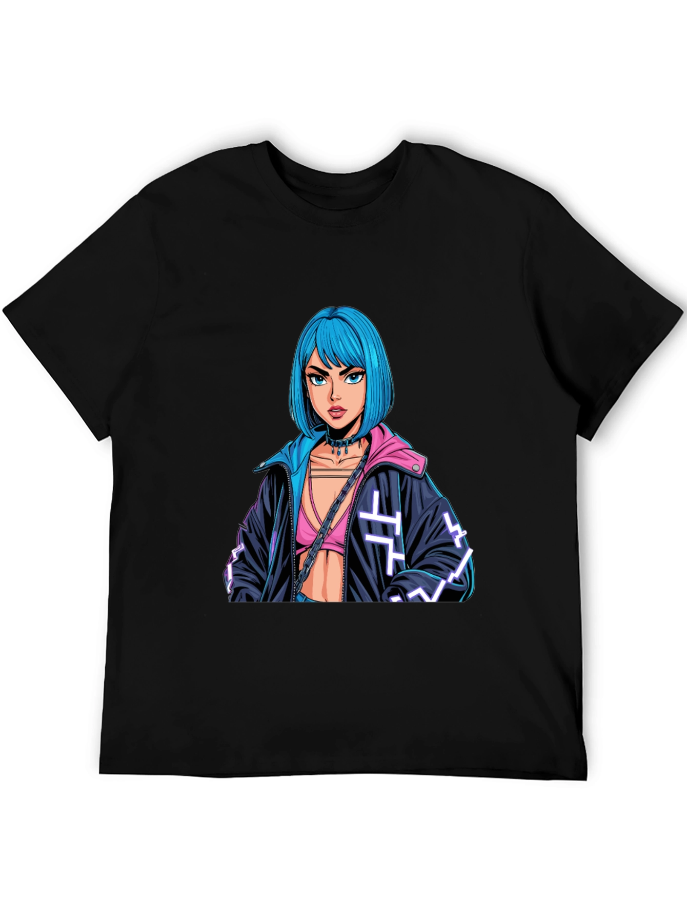 Cyberpunk Girl Graphic Black T-Shirt