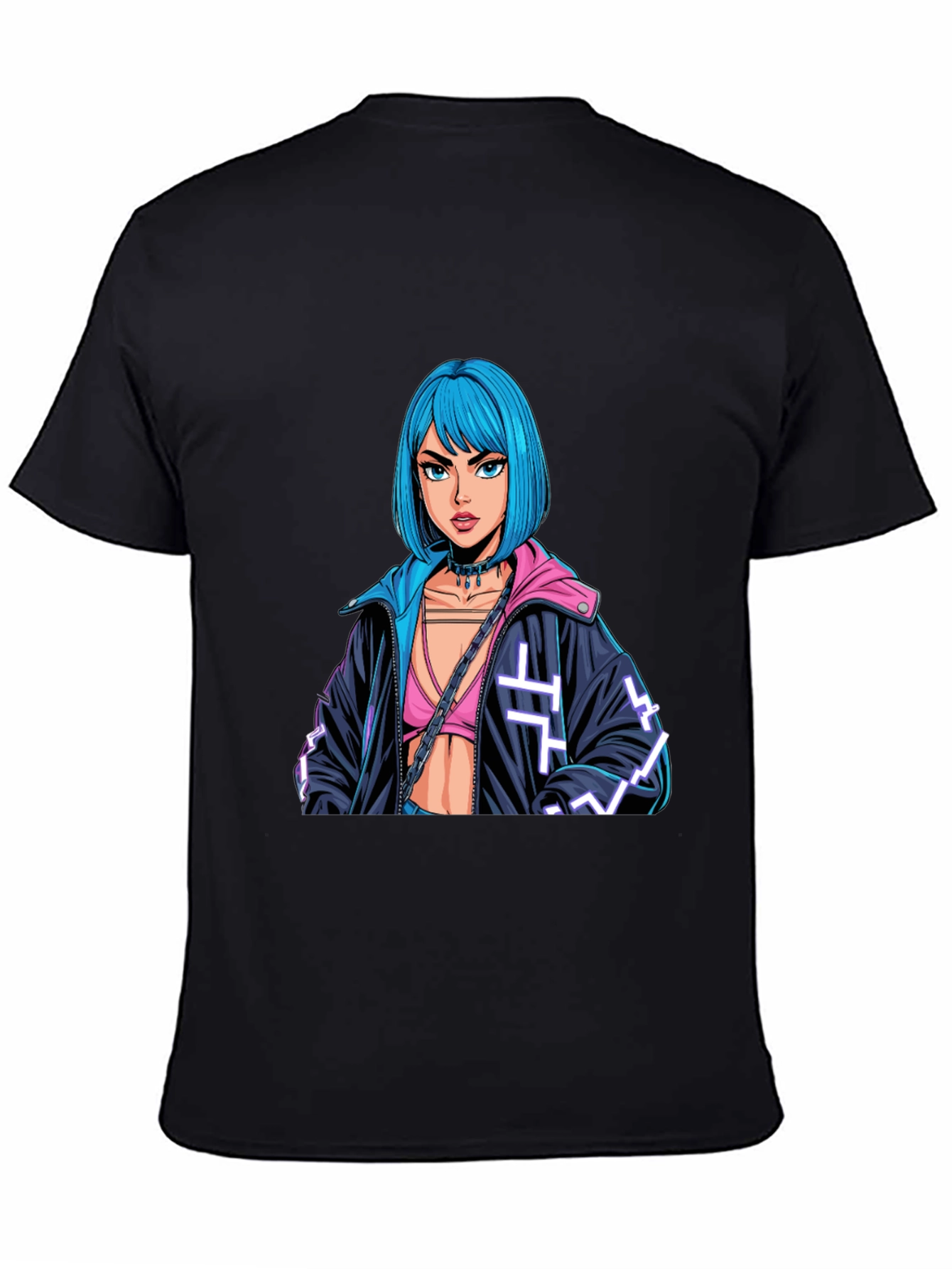 Cyberpunk Girl Graphic Black T-Shirt