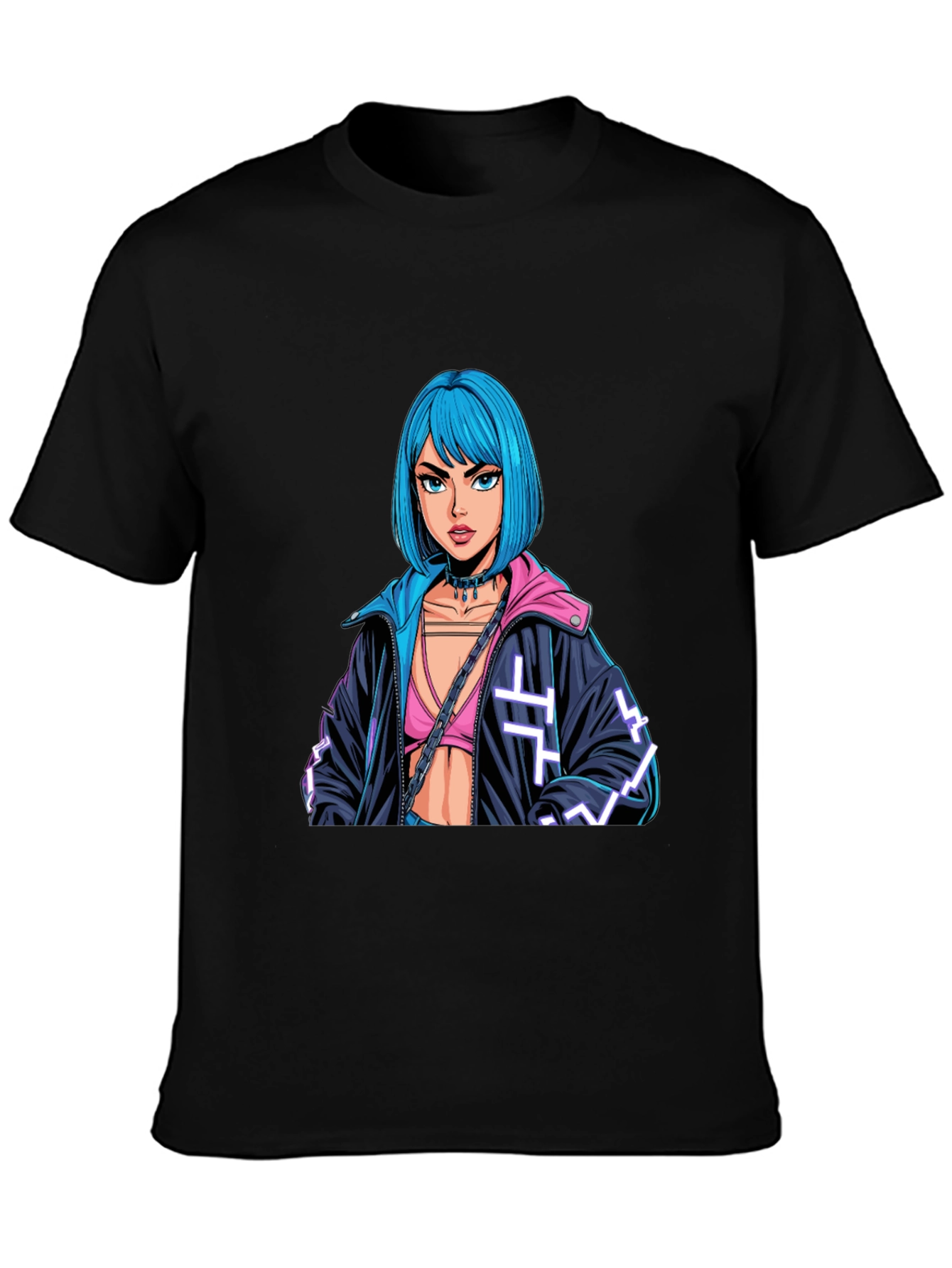 Cyberpunk Girl Graphic Black T-Shirt