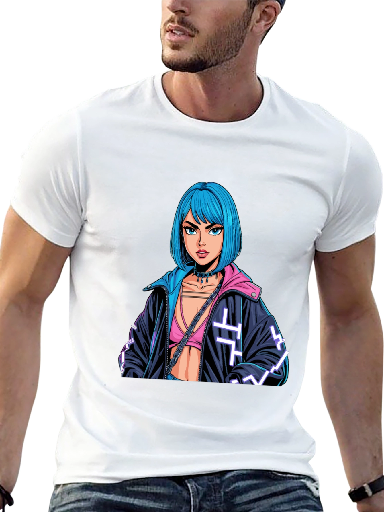 Cyberpunk Girl Graphic Black T-Shirt