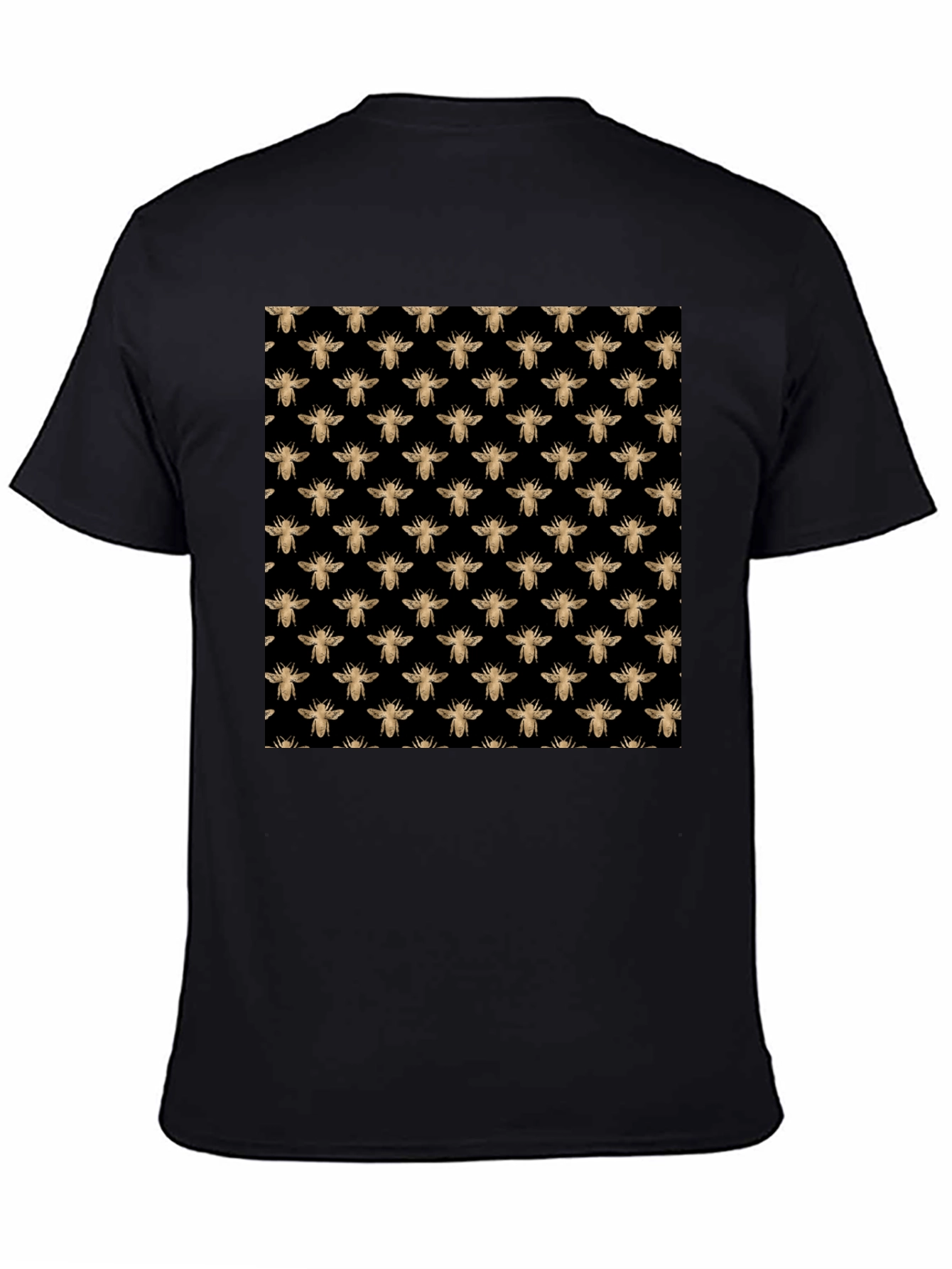 Black Tee with Gold Bee Pattern