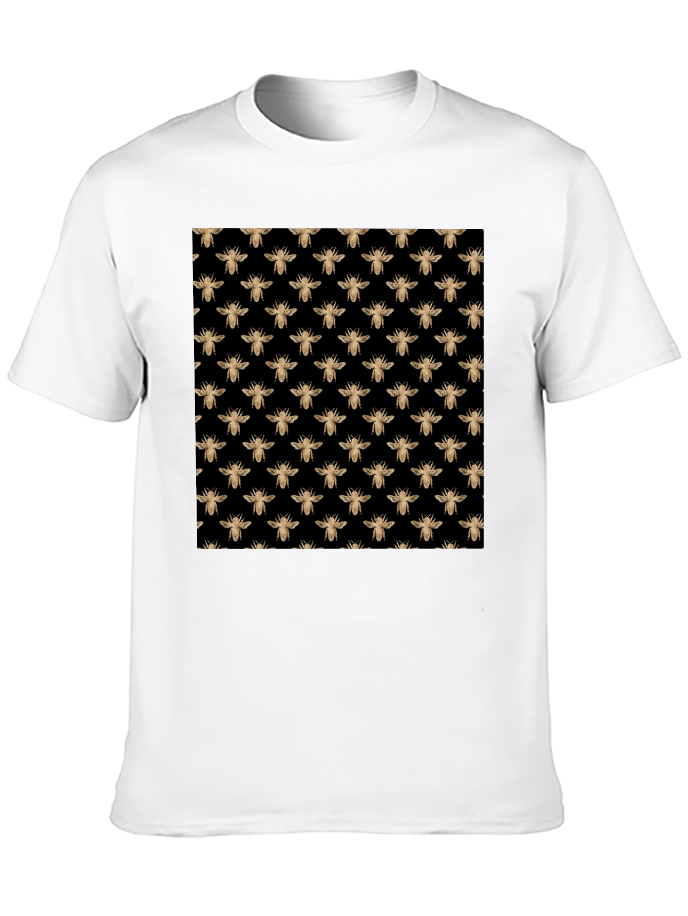 Black Tee with Gold Bee Pattern
