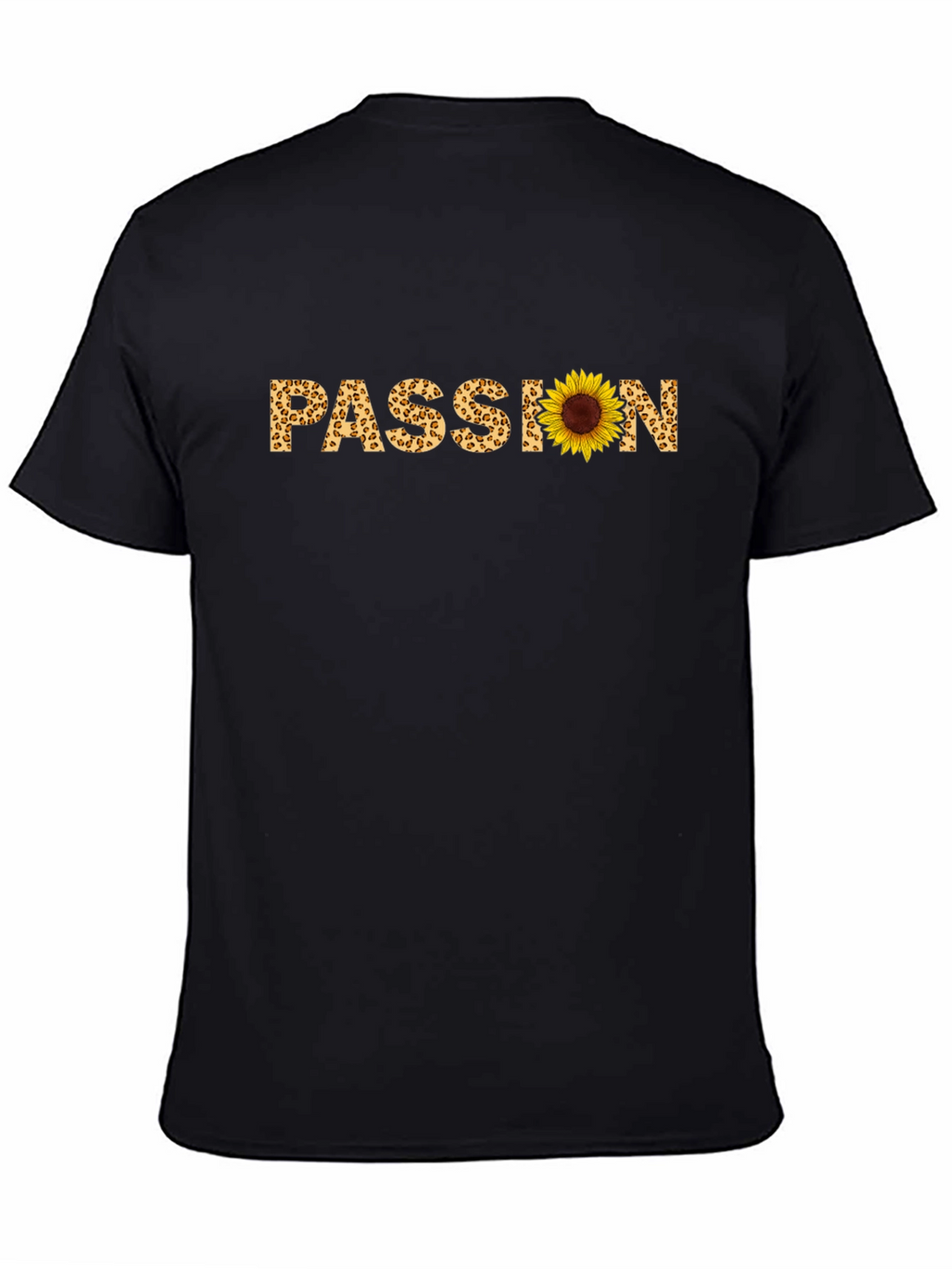 Passion Sunflower Leopard Print Black T-Shirt