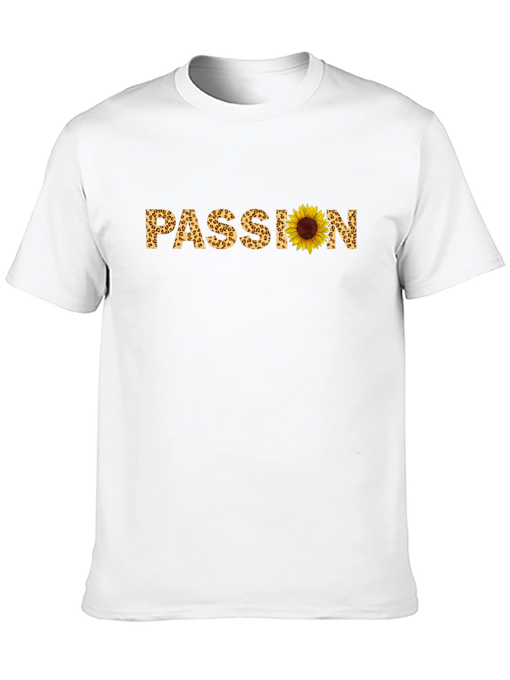 Passion Sunflower Leopard Print Black T-Shirt