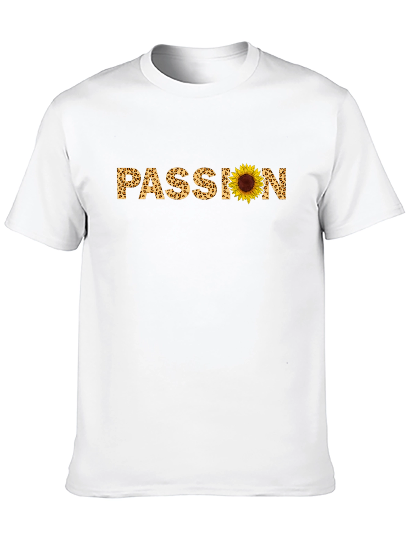 Passion Sunflower Leopard Print Black T-Shirt