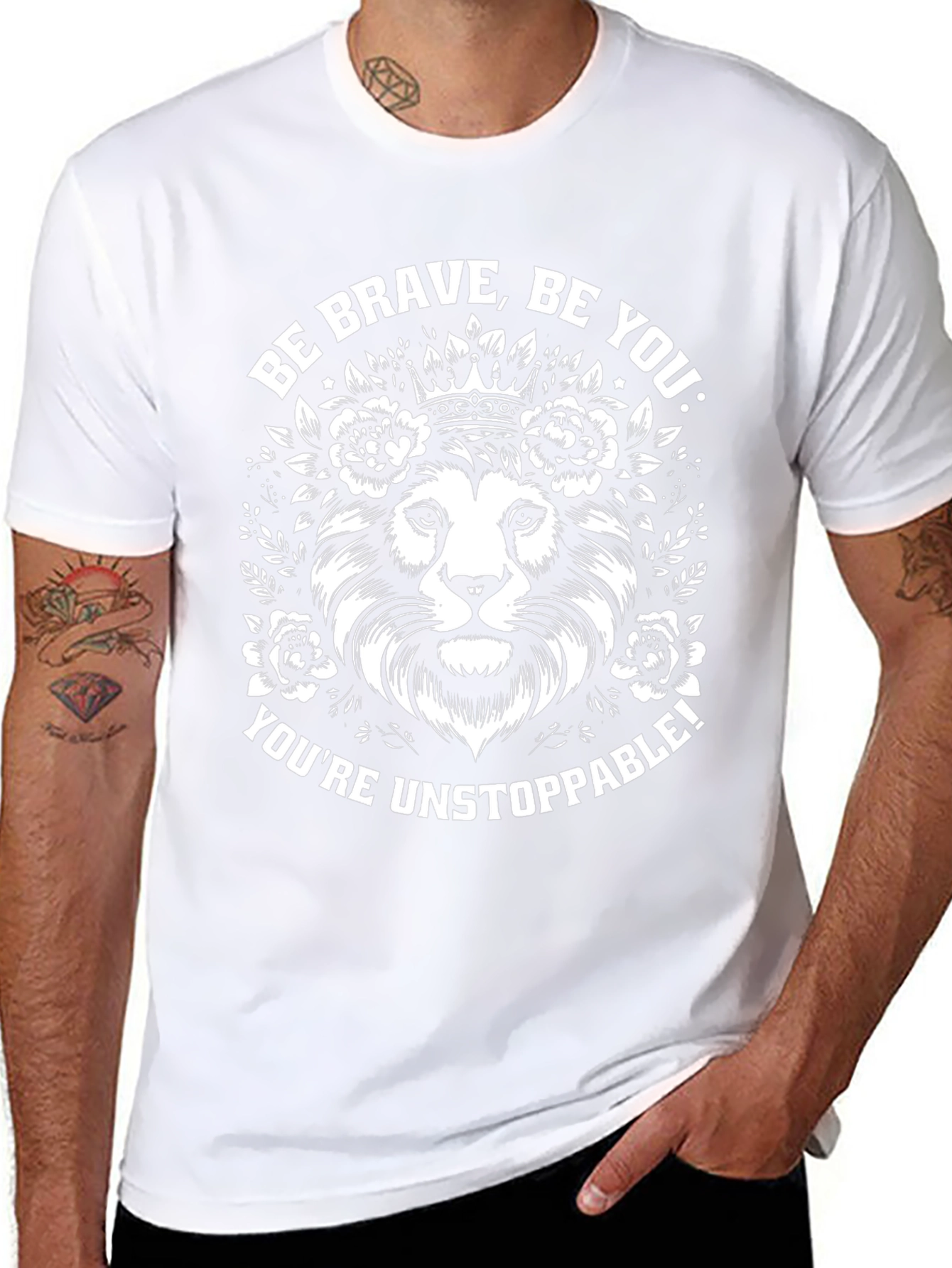 Be Brave Lion Graphic Tee - Black
