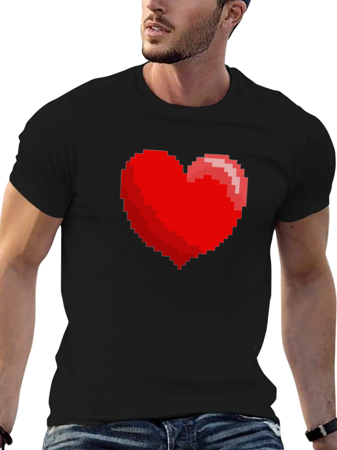 8-bit Heart Graphic Black T-Shirt - Gamer Tee