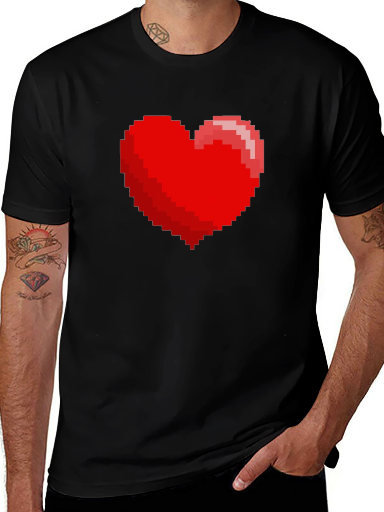 8-bit Heart Graphic Black T-Shirt - Gamer Tee