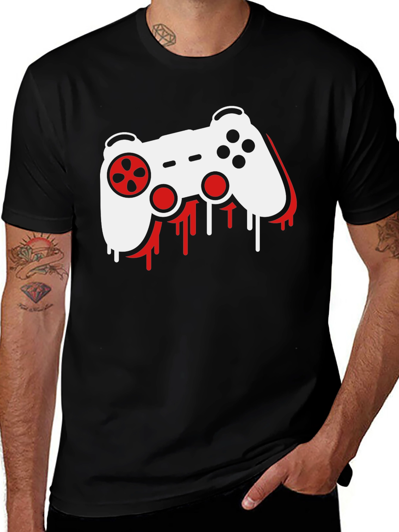 Gamer Controller Graphic T-Shirt - Black