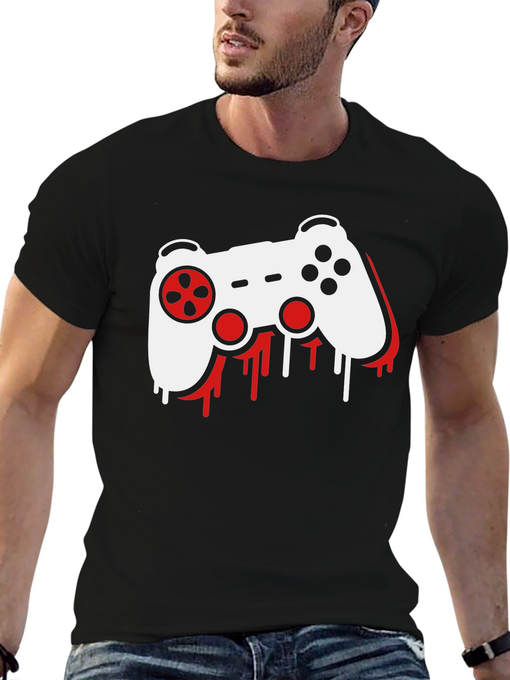 Gamer Controller Graphic T-Shirt - Black