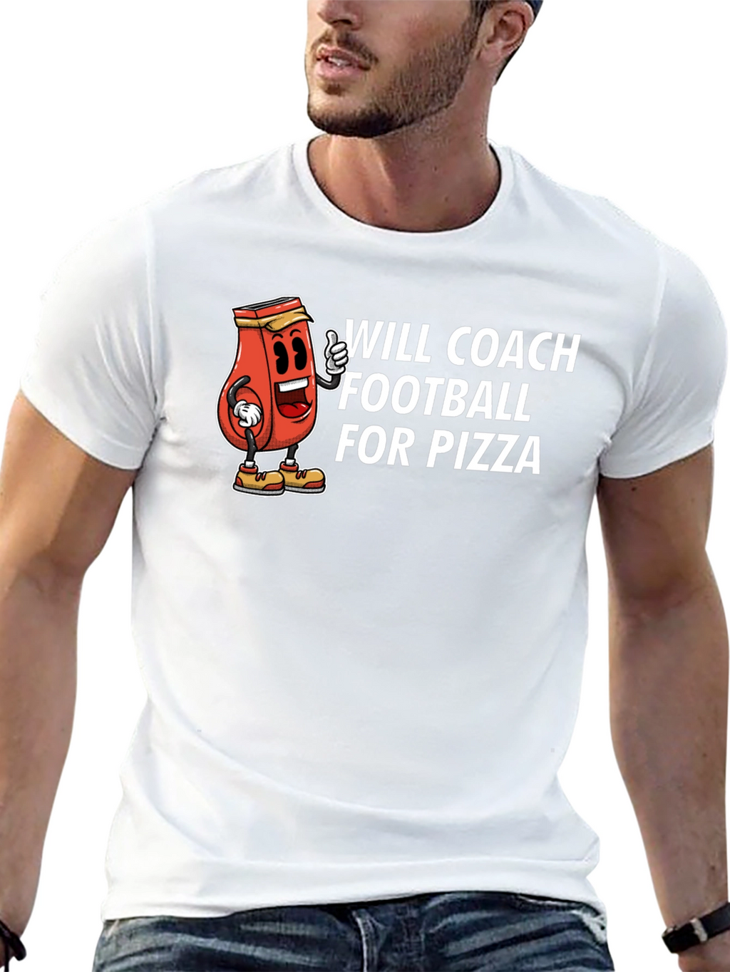 Will Coach Football for Pizza Black T-Shirt