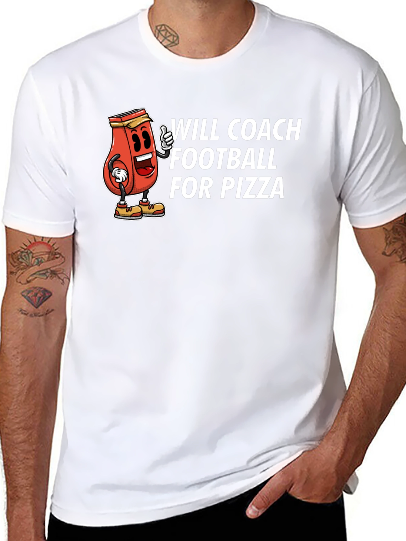 Will Coach Football for Pizza Black T-Shirt