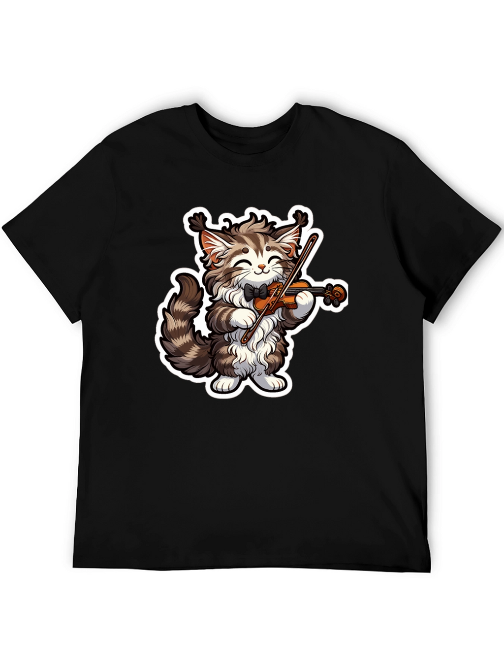 Musical Cat T-Shirt - Violin Playing Kitten Tee