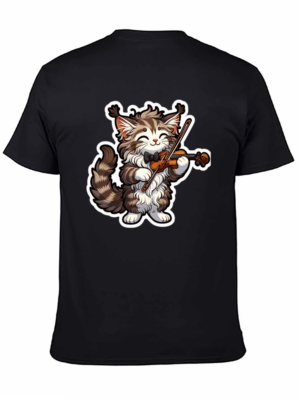 Musical Cat T-Shirt - Violin Playing Kitten Tee