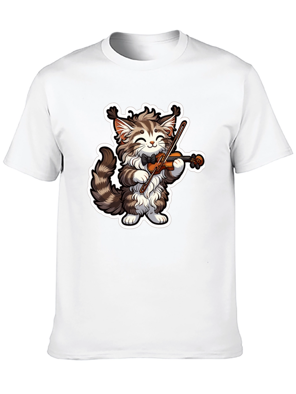 Musical Cat T-Shirt - Violin Playing Kitten Tee