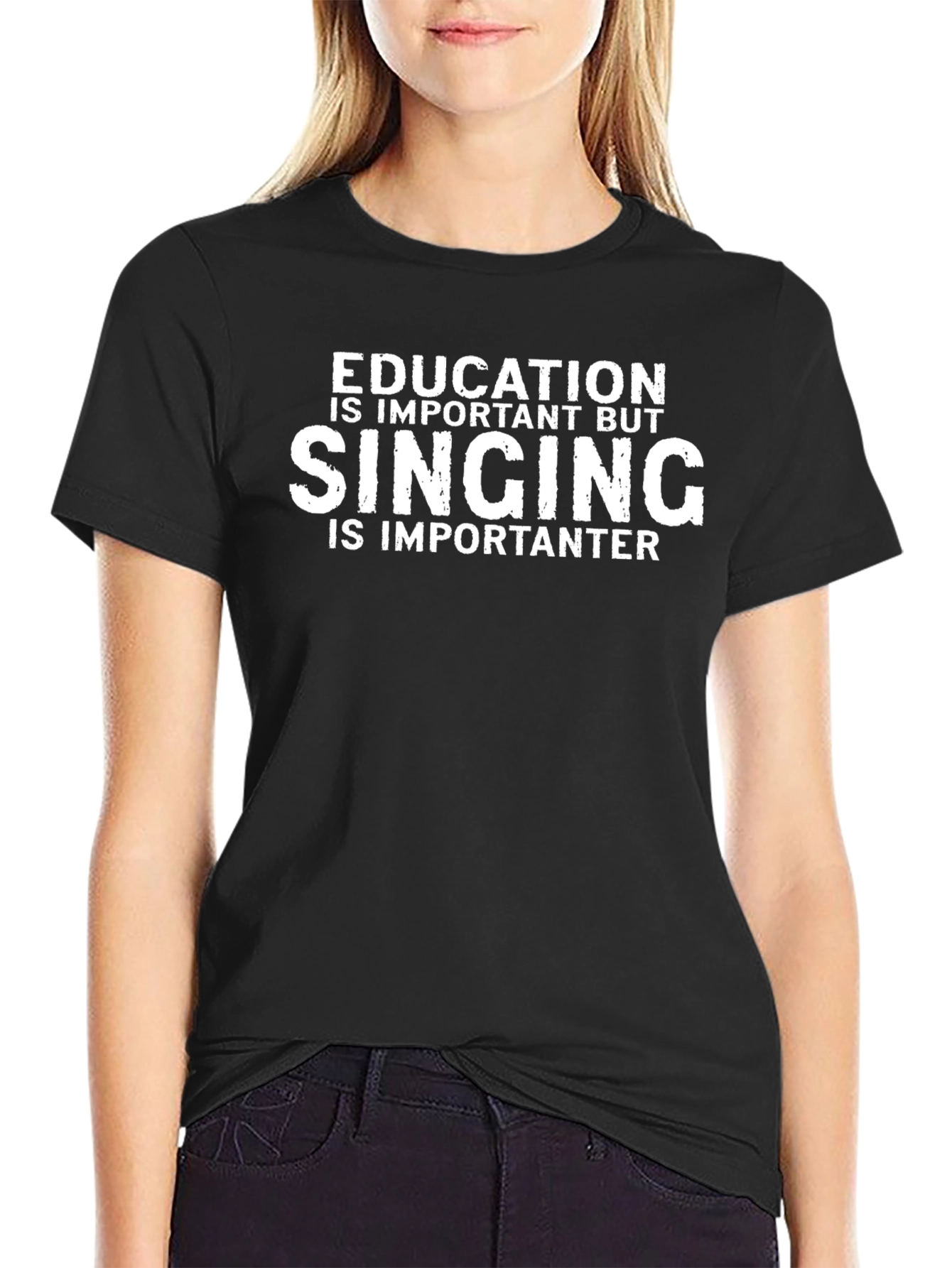 Funny Singing Is Importanter Black T-Shirt