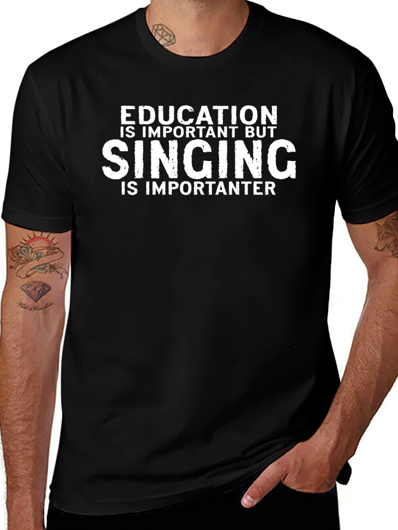 Funny Singing Is Importanter Black T-Shirt
