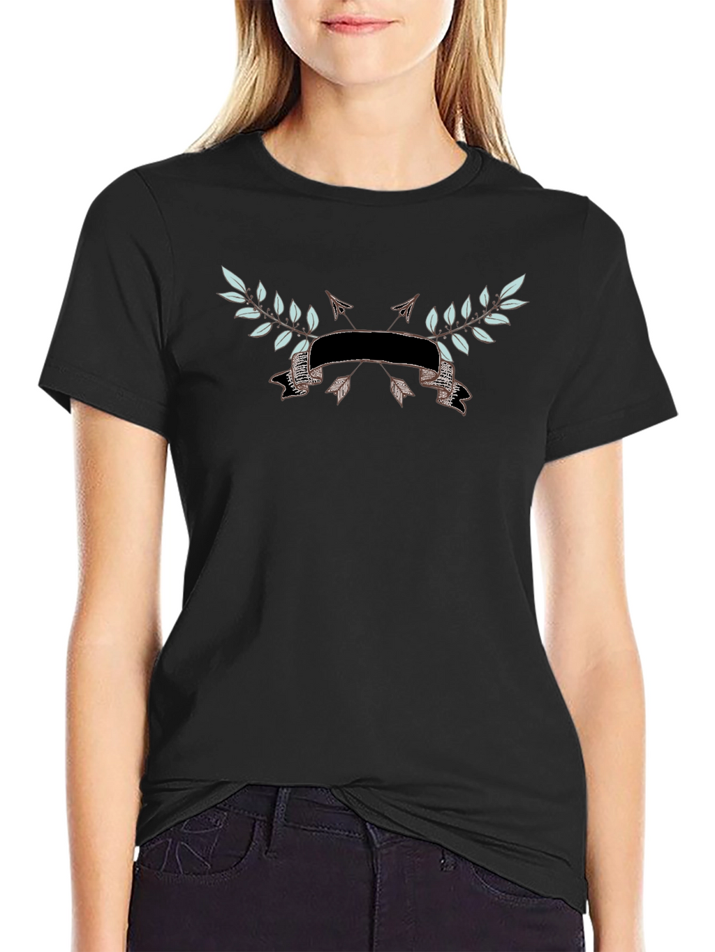 Mens Black Tee with Arrow & Laurel Design