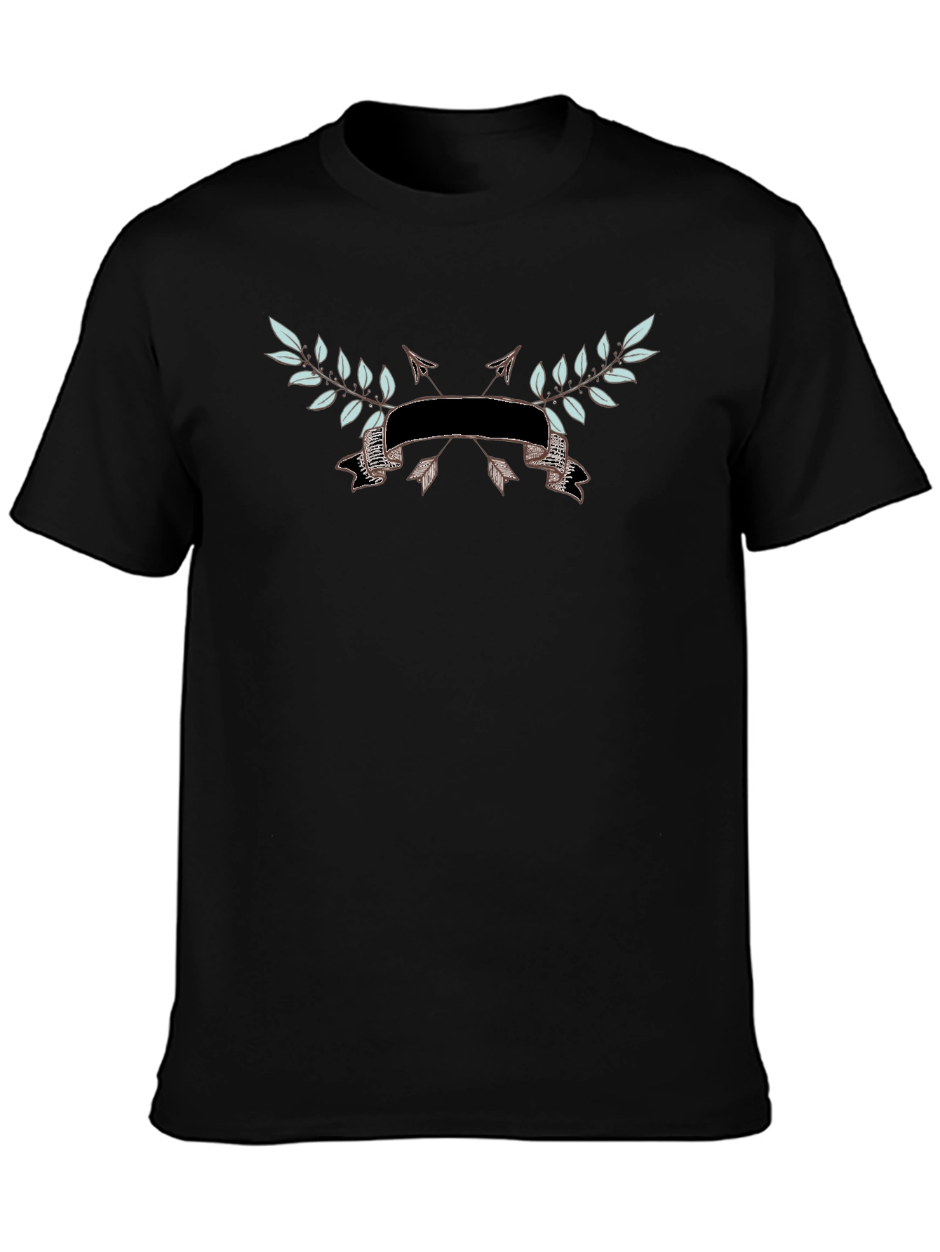 Mens Black Tee with Arrow & Laurel Design