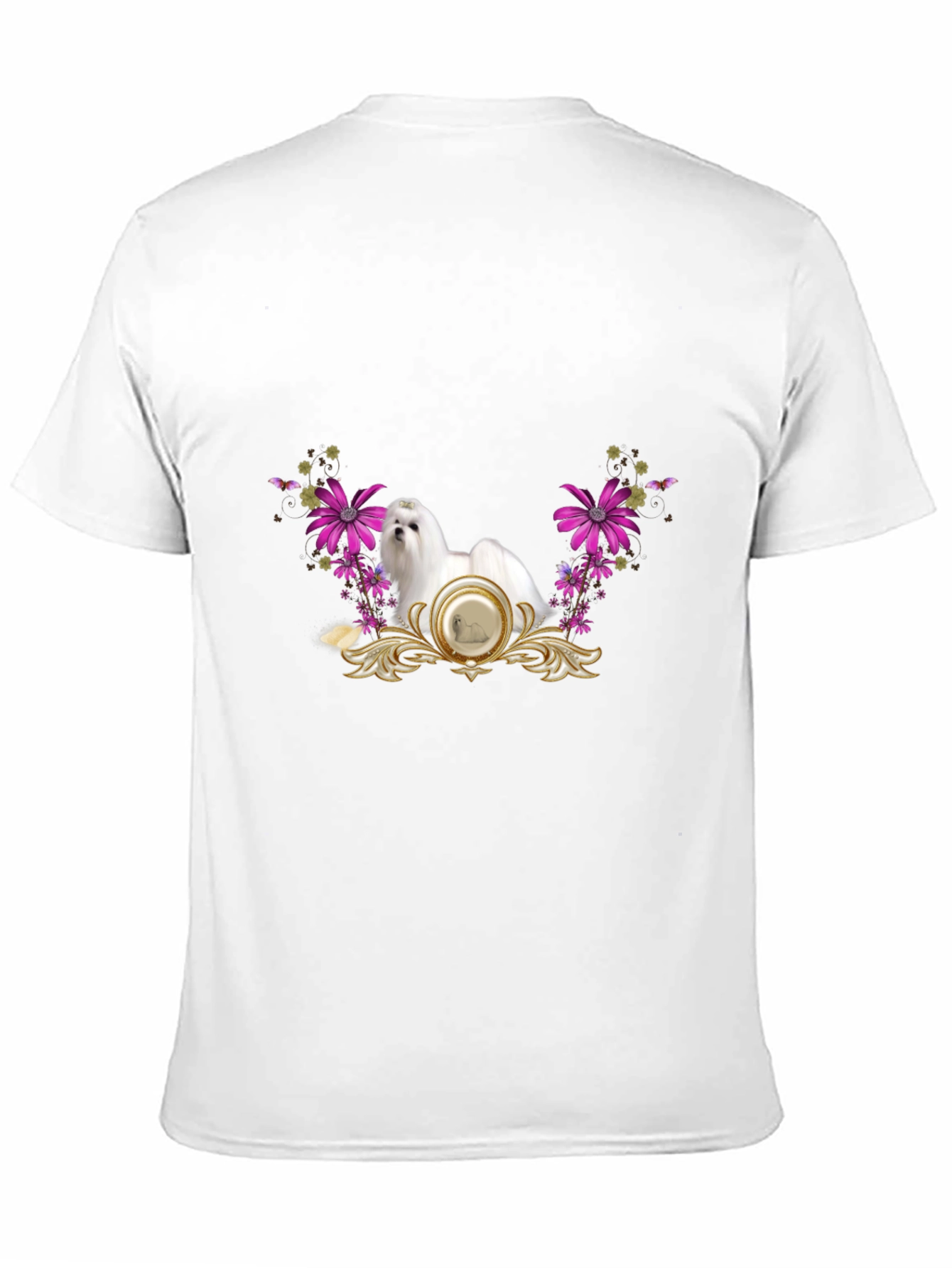 Elegant Maltese Floral T-Shirt – Stylish Dog Lover Tee