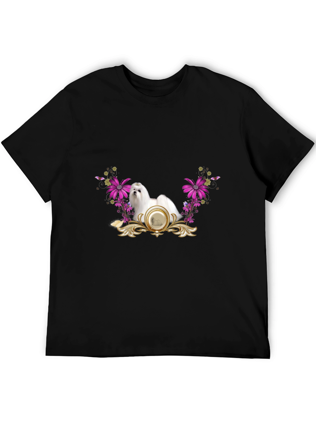 Elegant Maltese Floral T-Shirt – Stylish Dog Lover Tee