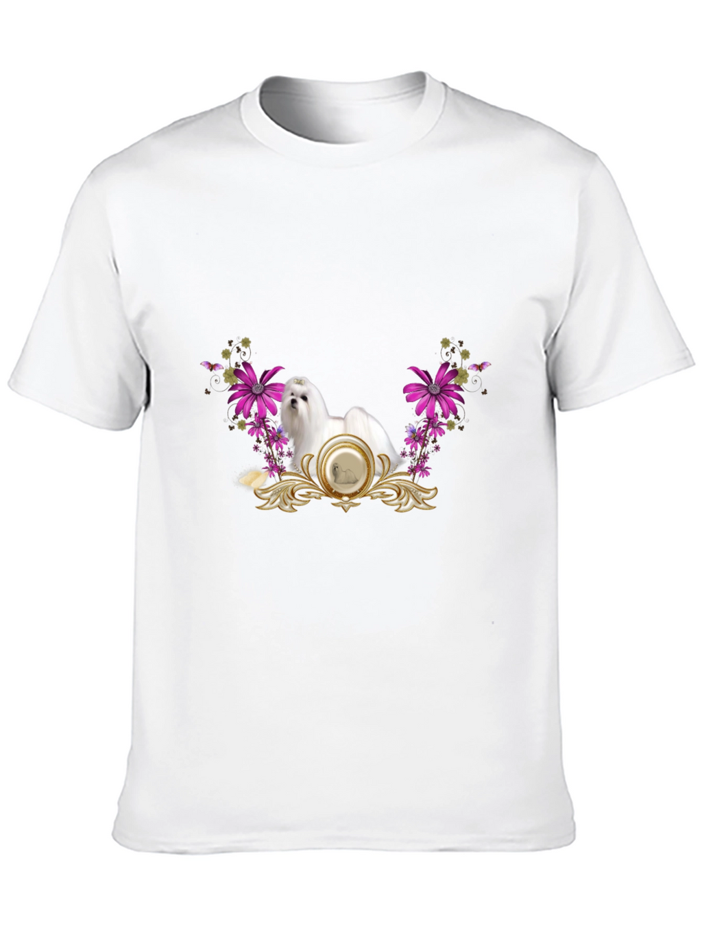 Elegant Maltese Floral T-Shirt – Stylish Dog Lover Tee
