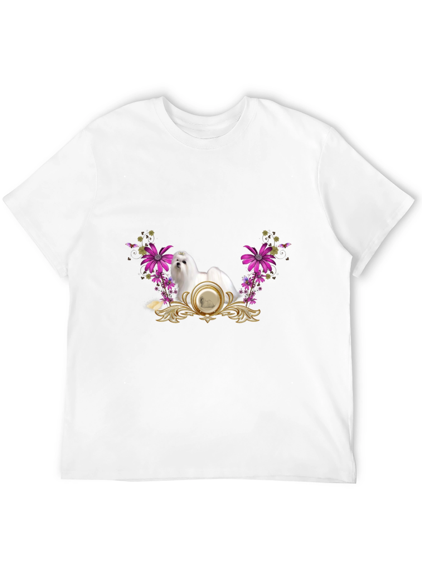 Elegant Maltese Floral T-Shirt – Stylish Dog Lover Tee