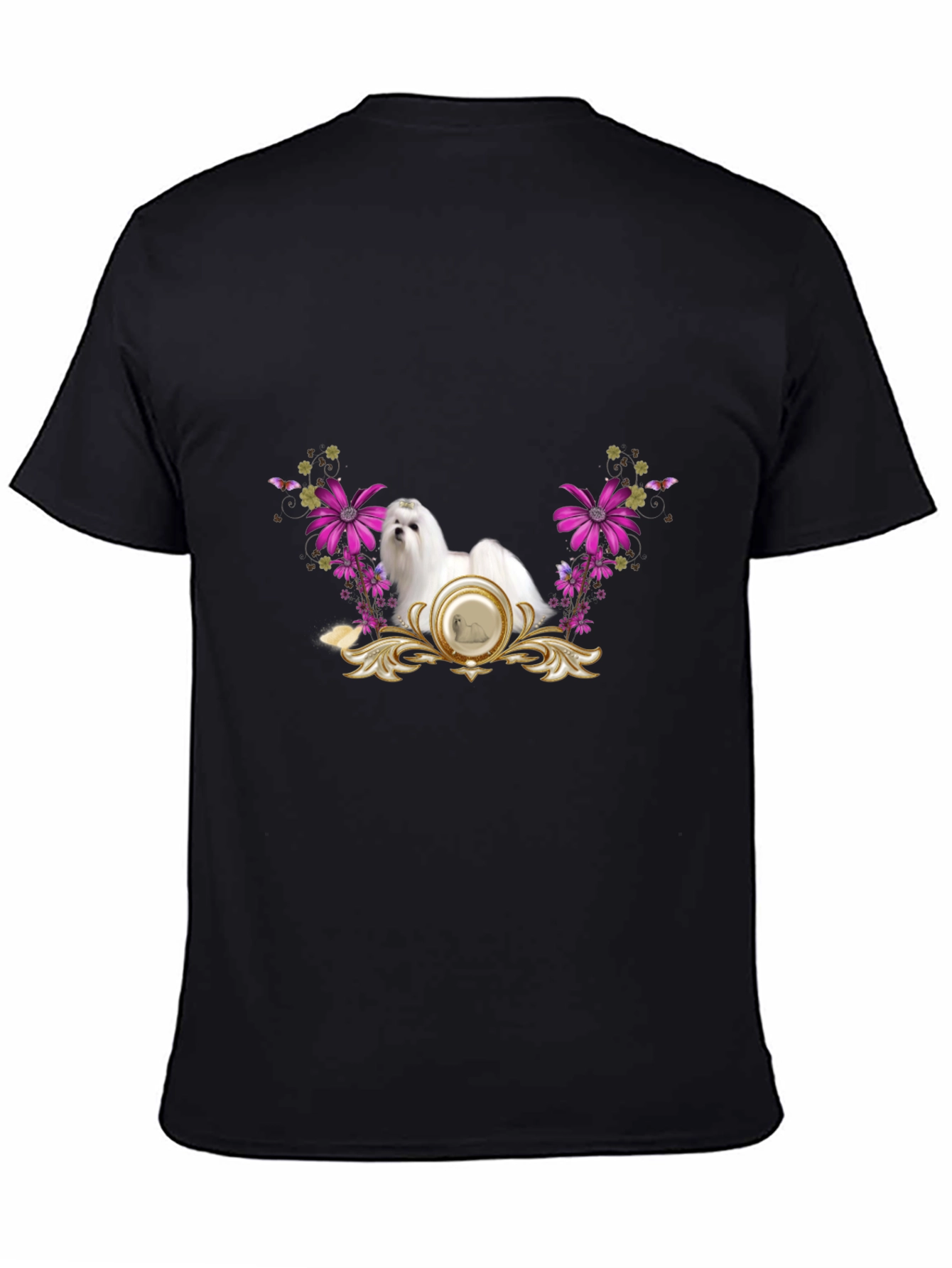 Elegant Maltese Floral T-Shirt – Stylish Dog Lover Tee