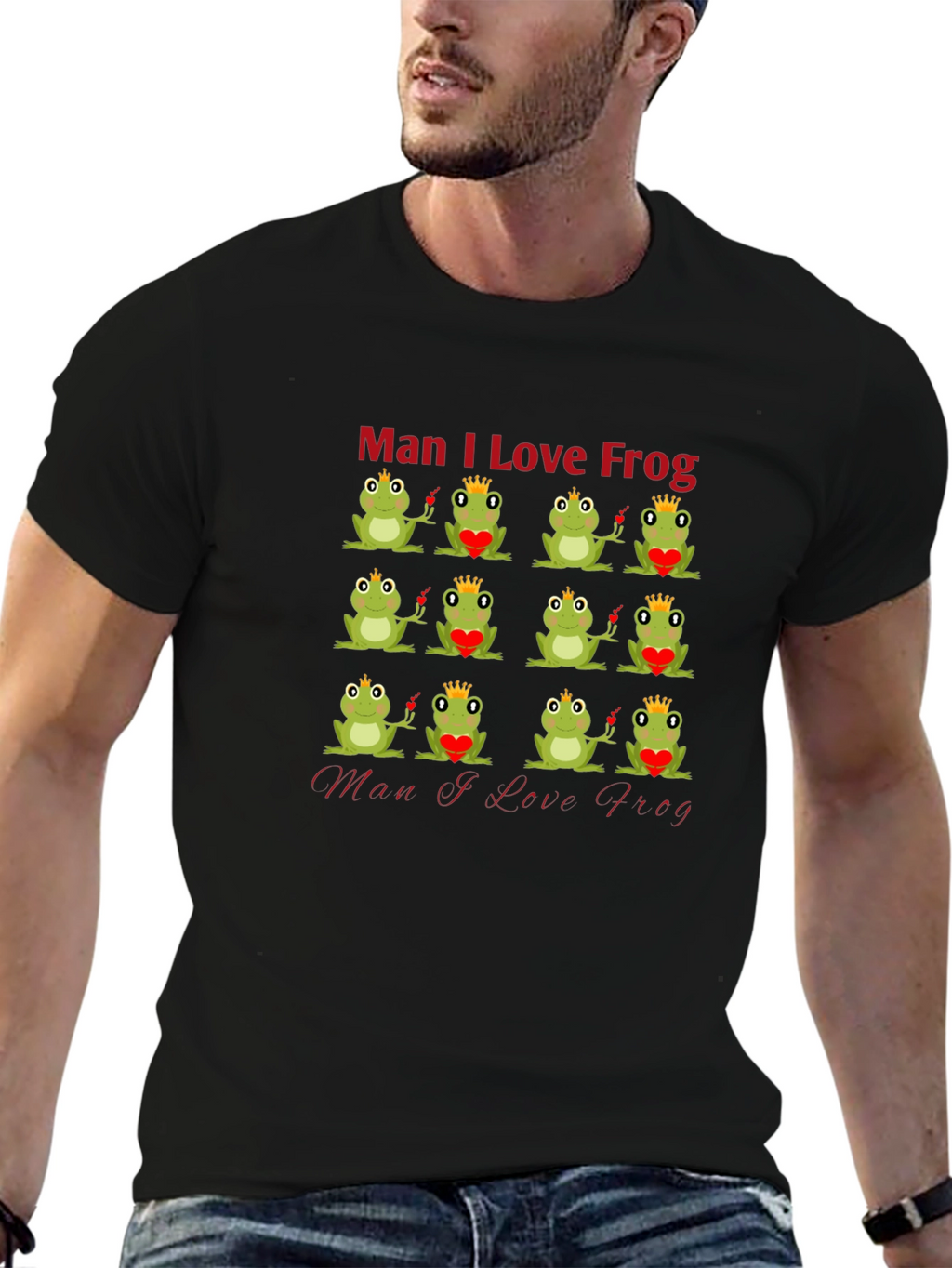 Man I Love Frog Graphic T-Shirt - Unique Design