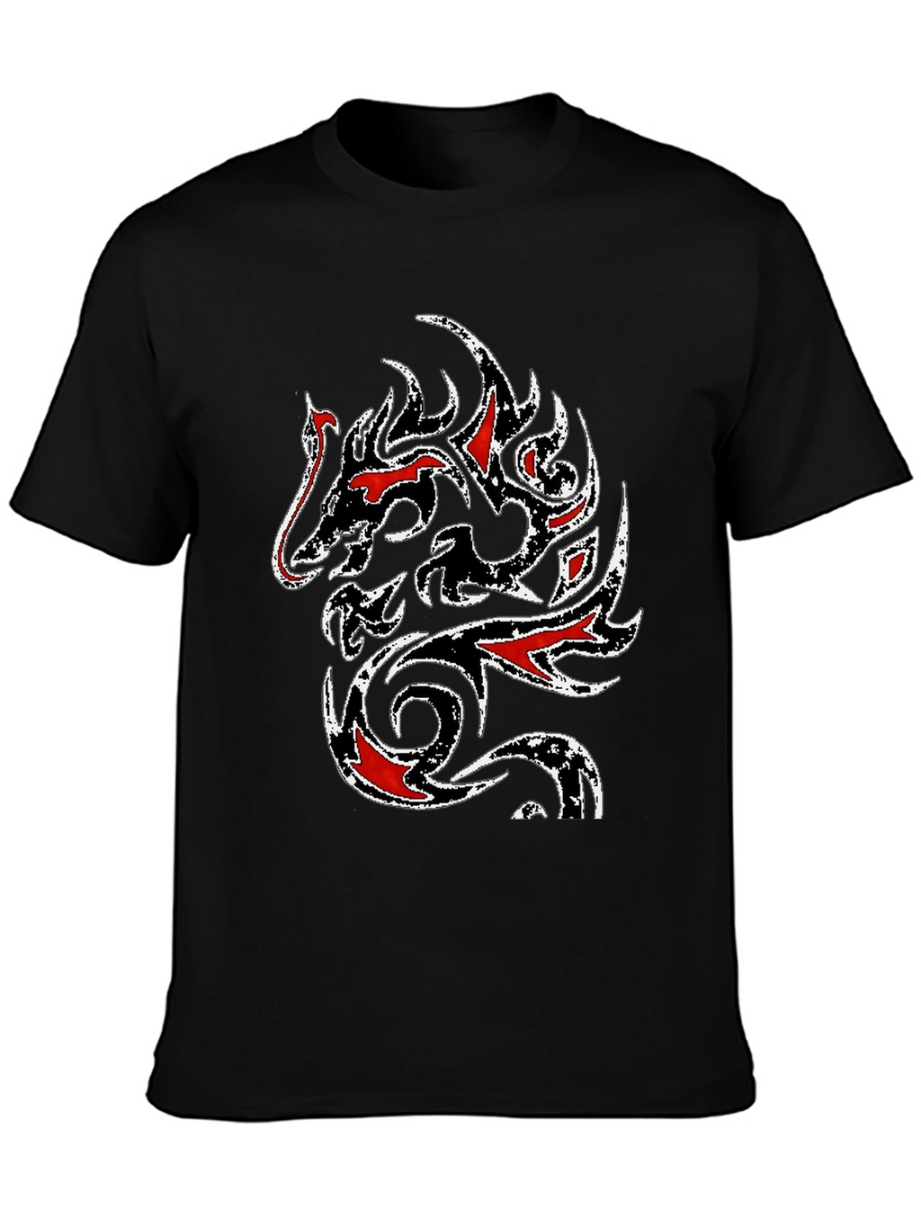 Tribal Dragon Graphic T-Shirt - Black