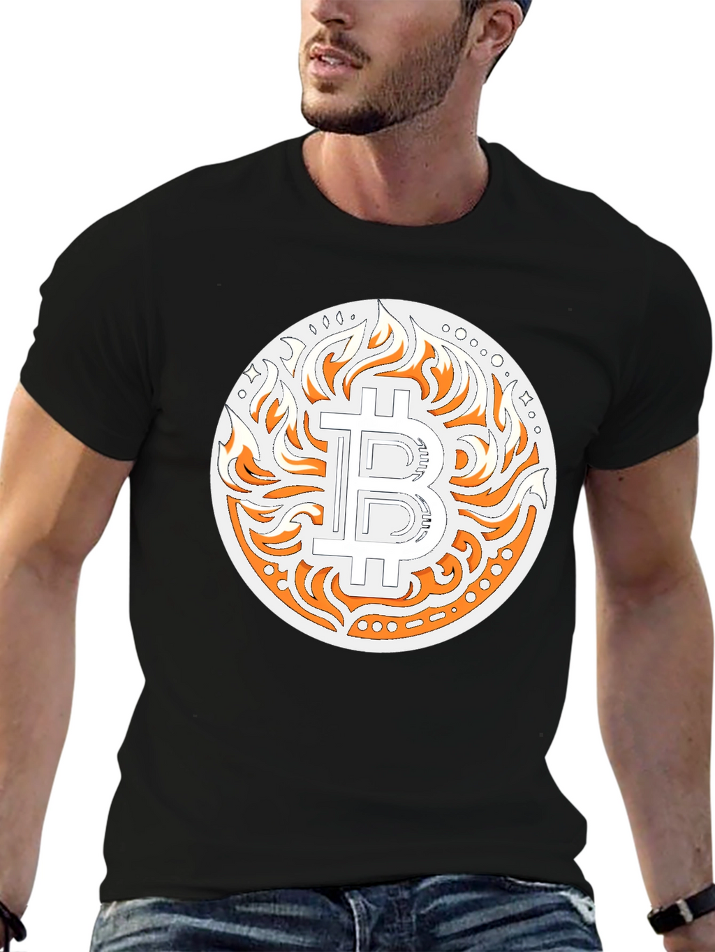 Bitcoin Flame Graphic T-Shirt - Crypto Style