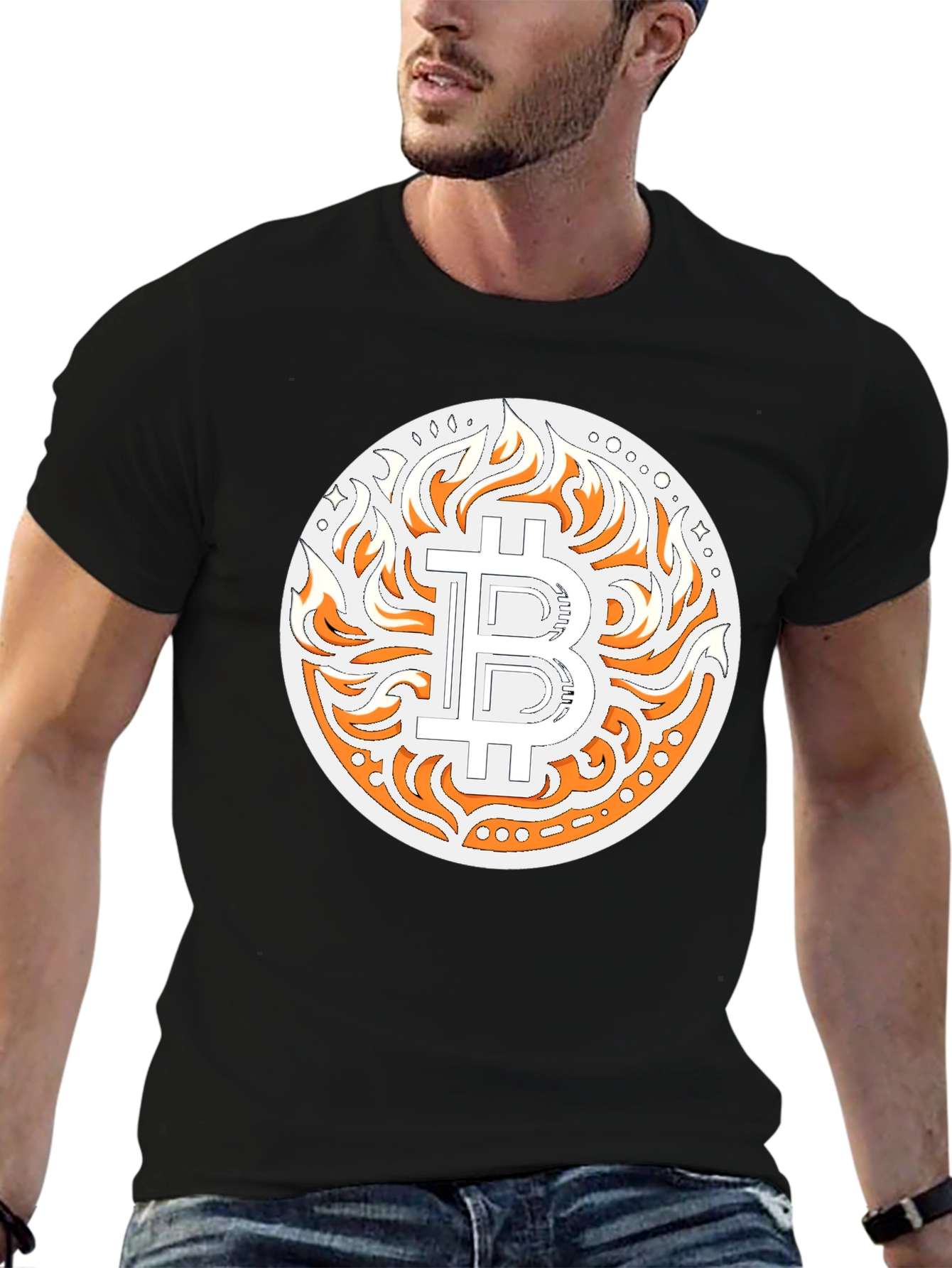 Bitcoin Flame Graphic T-Shirt - Crypto Style