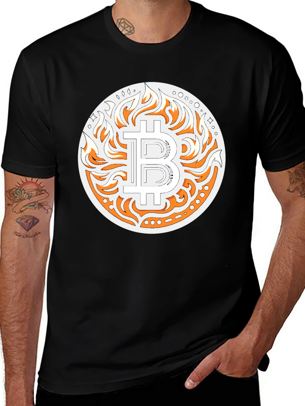 Bitcoin Flame Graphic T-Shirt - Crypto Style